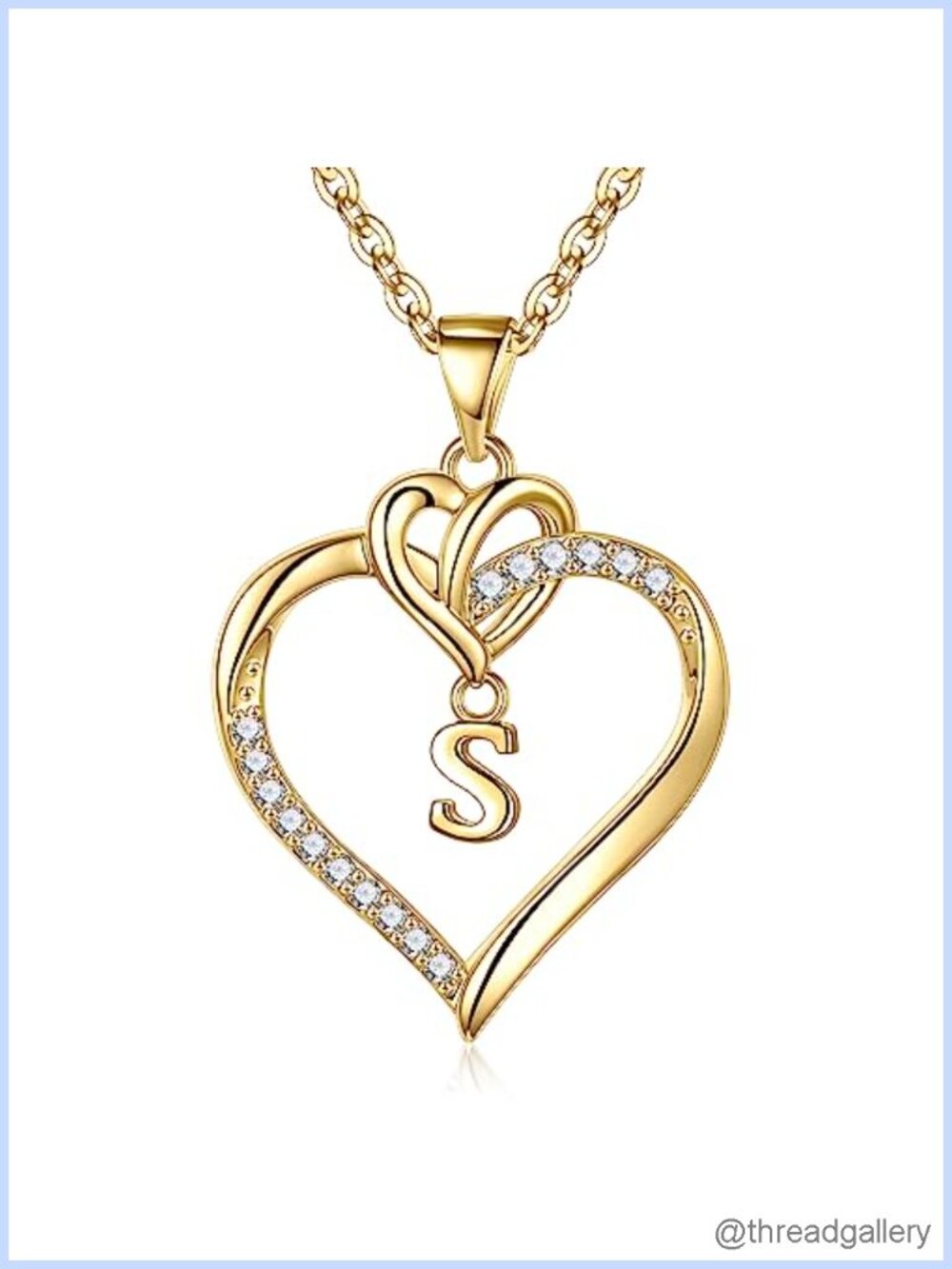 14k Gold Plated Heart Initial Necklace CZ Pendant 18" Women Jewelry Gift